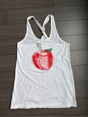 AERIE White Racerback Tank Top with Red Apple Graphic (size XS)